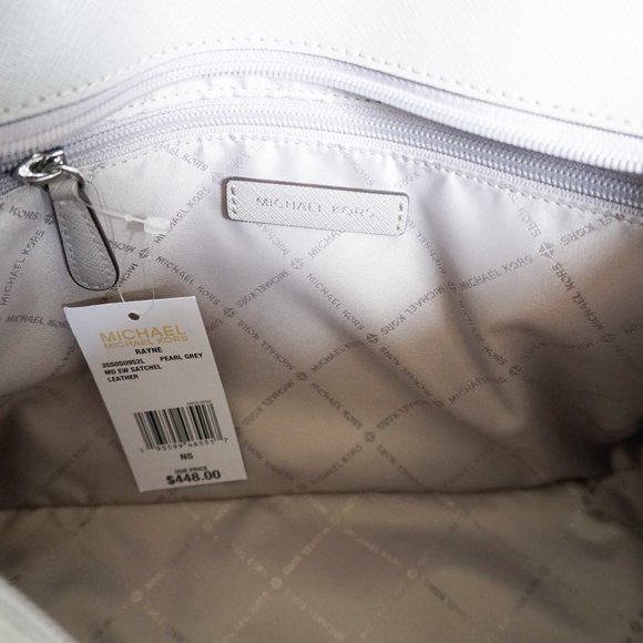Michael Kors Rayne Medium Satchel Shoulder Bag Pearl Grey - Picture 8 of 10